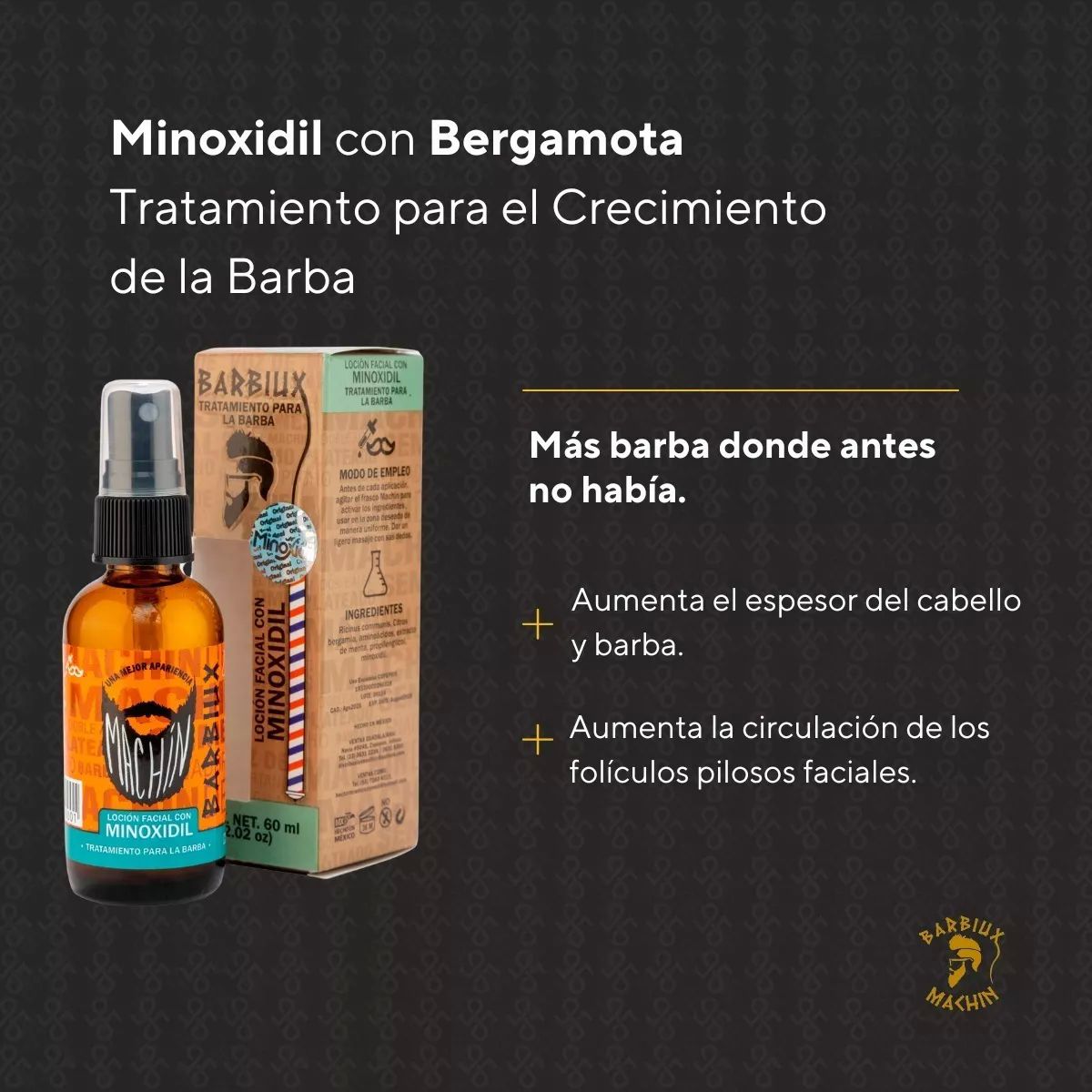 Minoxidil Con Bergamota Tratamiento Crecimiento Barba 60ml