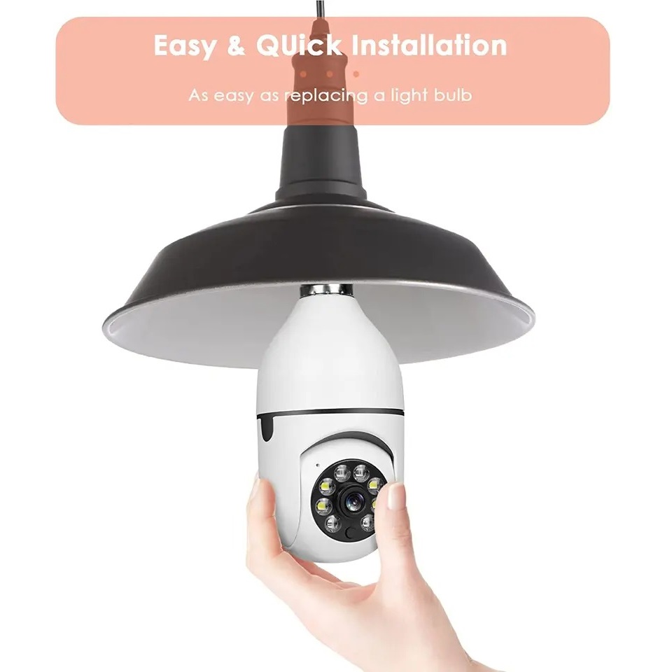 Camara de Seguridad 360 con Libre Rotacion Vision Nocturna Infrarroja Sensor de Movimiento Iluminacion Automatica Vigilancia desde App Multiusuarios Simultaneos y Almacenamiento en SD y en Nube / Master / IOT-BULBCAM