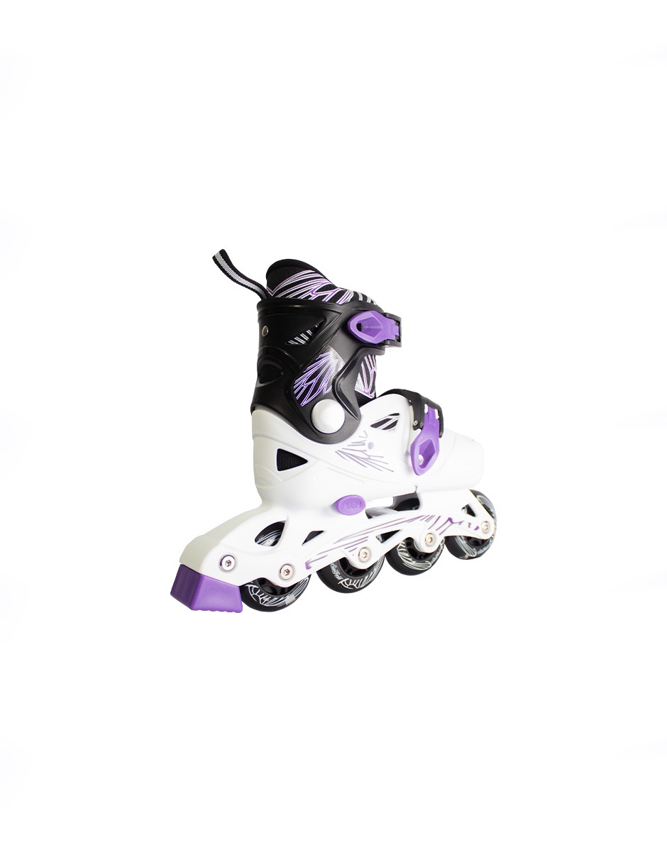 Patines Protecciones Y Mochila Sweet Rocket Junior Color Blanco Ajustables