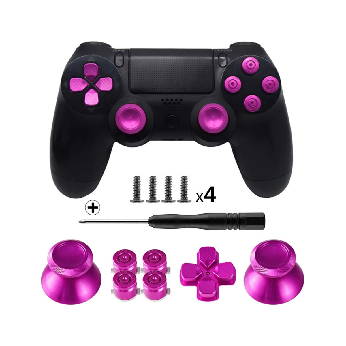 Set Botones + Desarmador + Tornillos Compatible PlayStation 4 (Rosa)