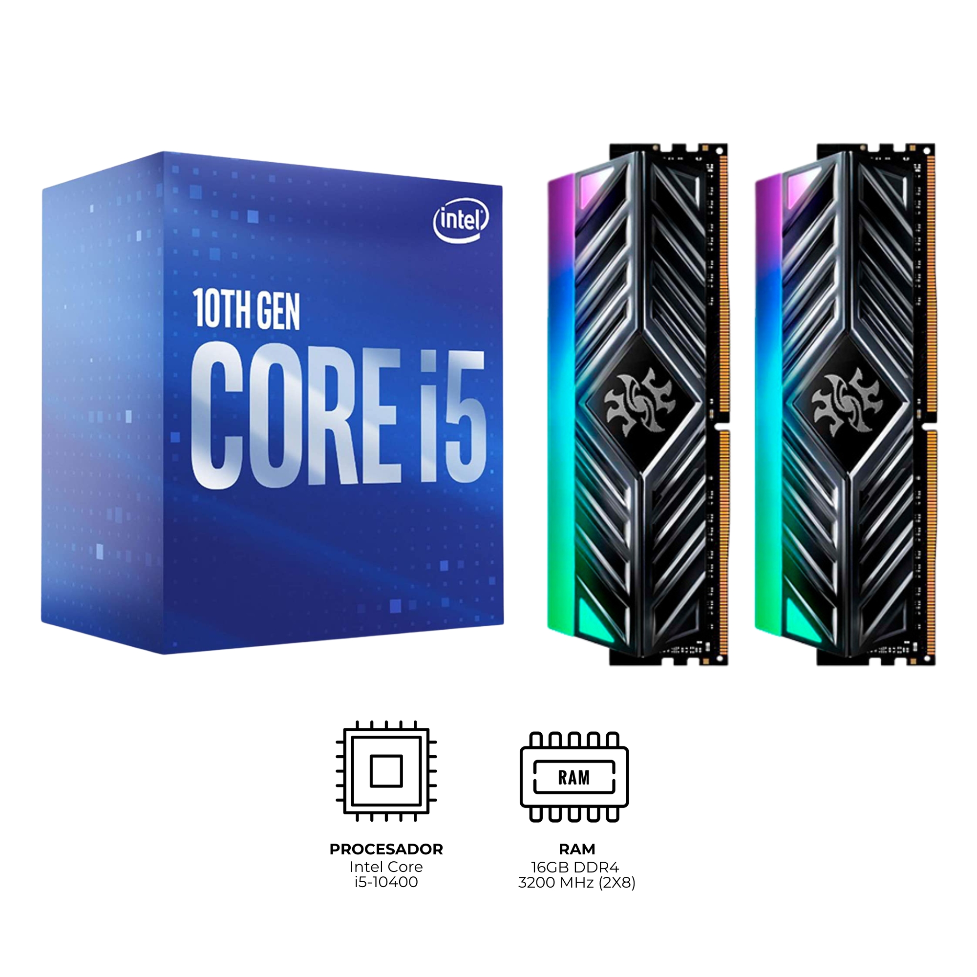 Kit de Actualización - Intel Core i5-10400, XPG SPECTRIX D41 RGB 16GB (2X8)