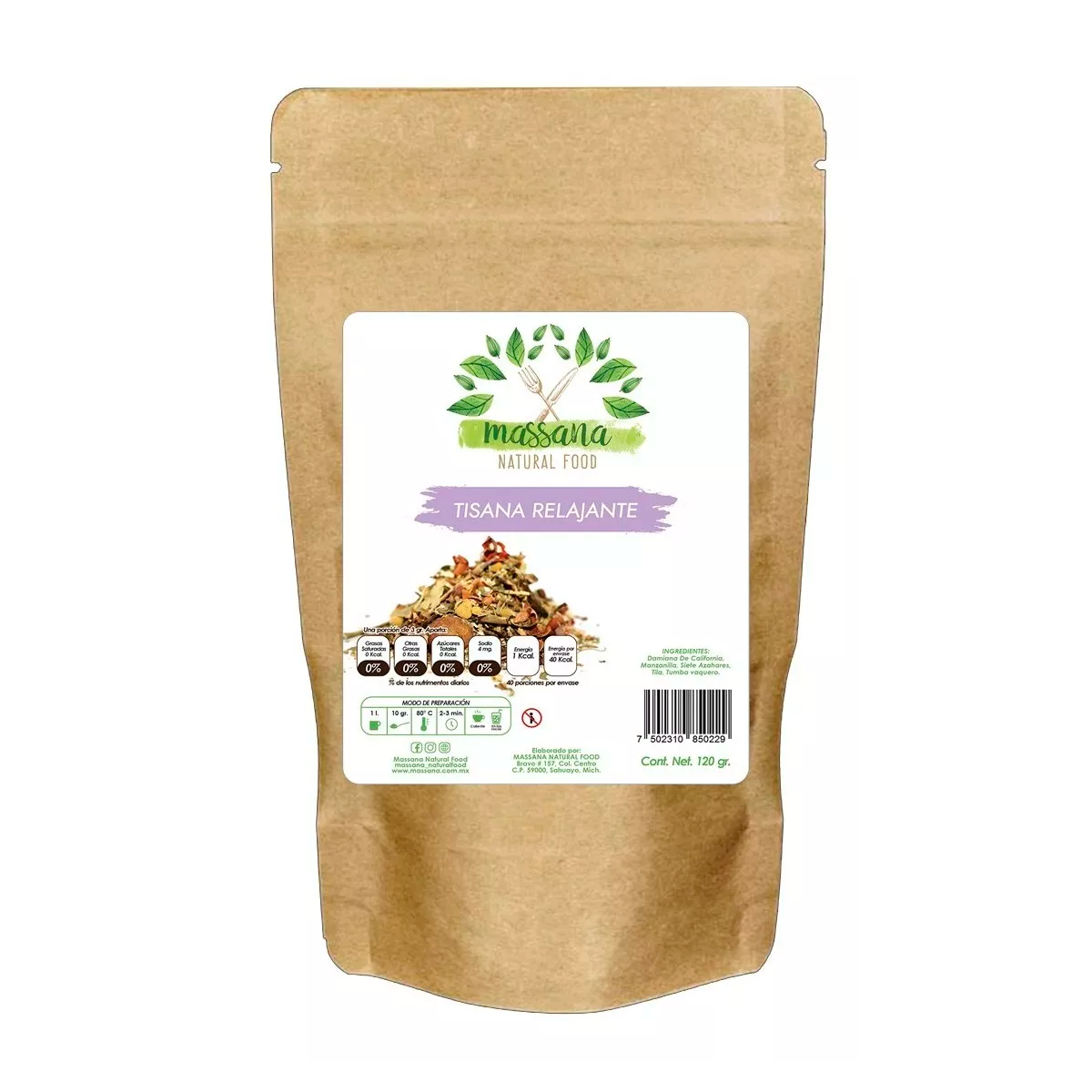 Massana Tisana Herbal Relajante, Ansiedad, Depresion 120gr
