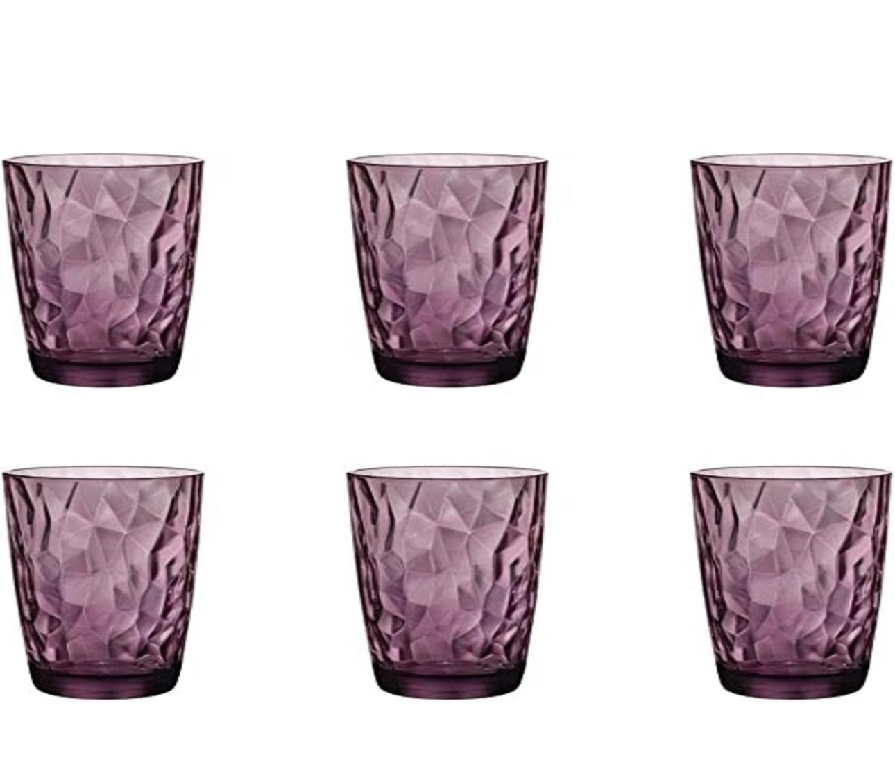  Vasos Color Morado 6 Piezas 470 Ml De Vidrio