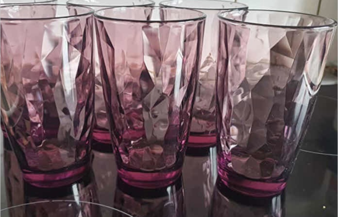  Vasos Color Morado 6 Piezas 470 Ml De Vidrio