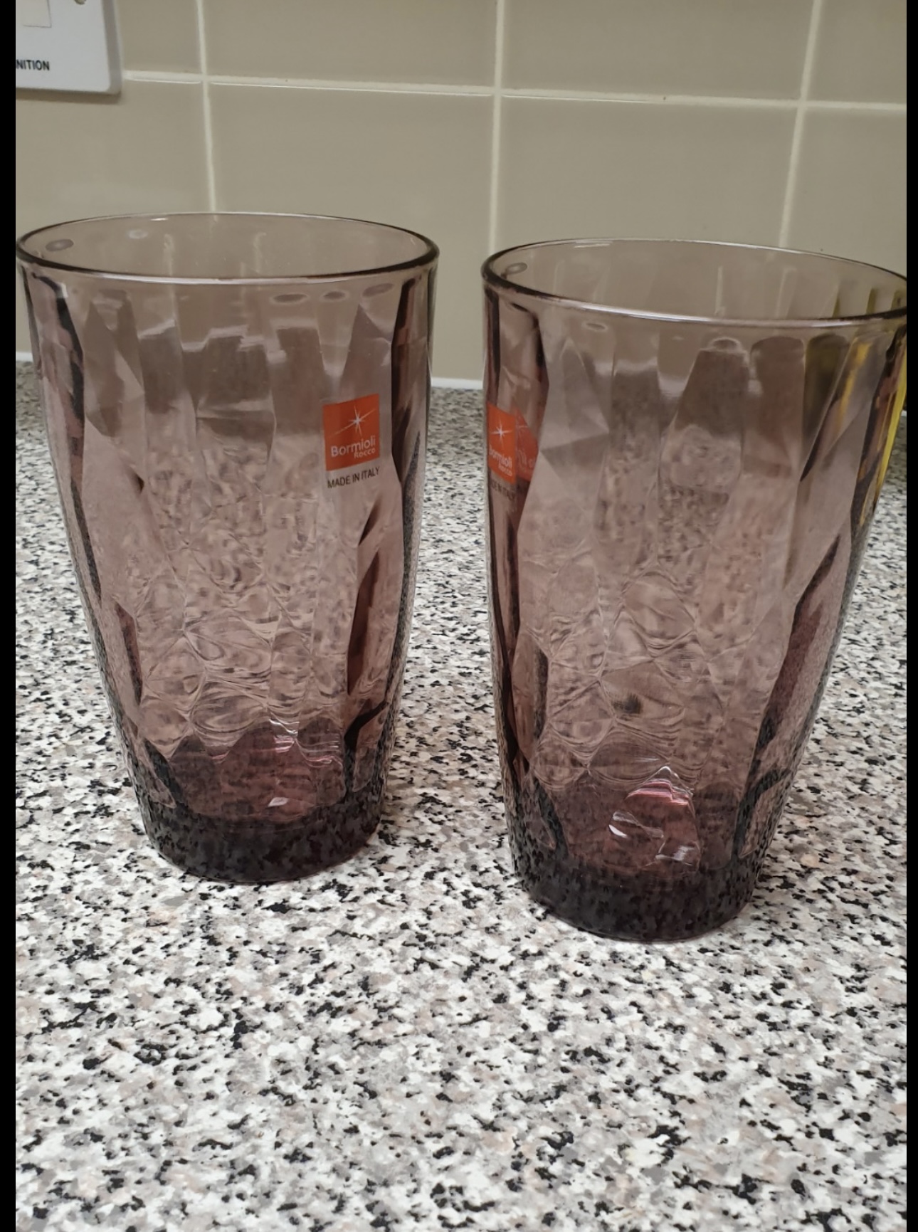  Vasos Color Morado 6 Piezas 470 Ml De Vidrio