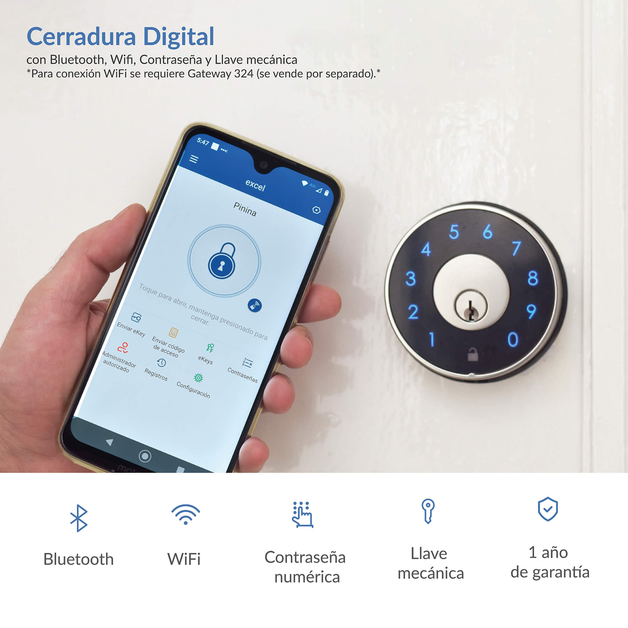 Cerradura Electrónica con Contraseña y WiFi Excel para Airbnb EXC-324