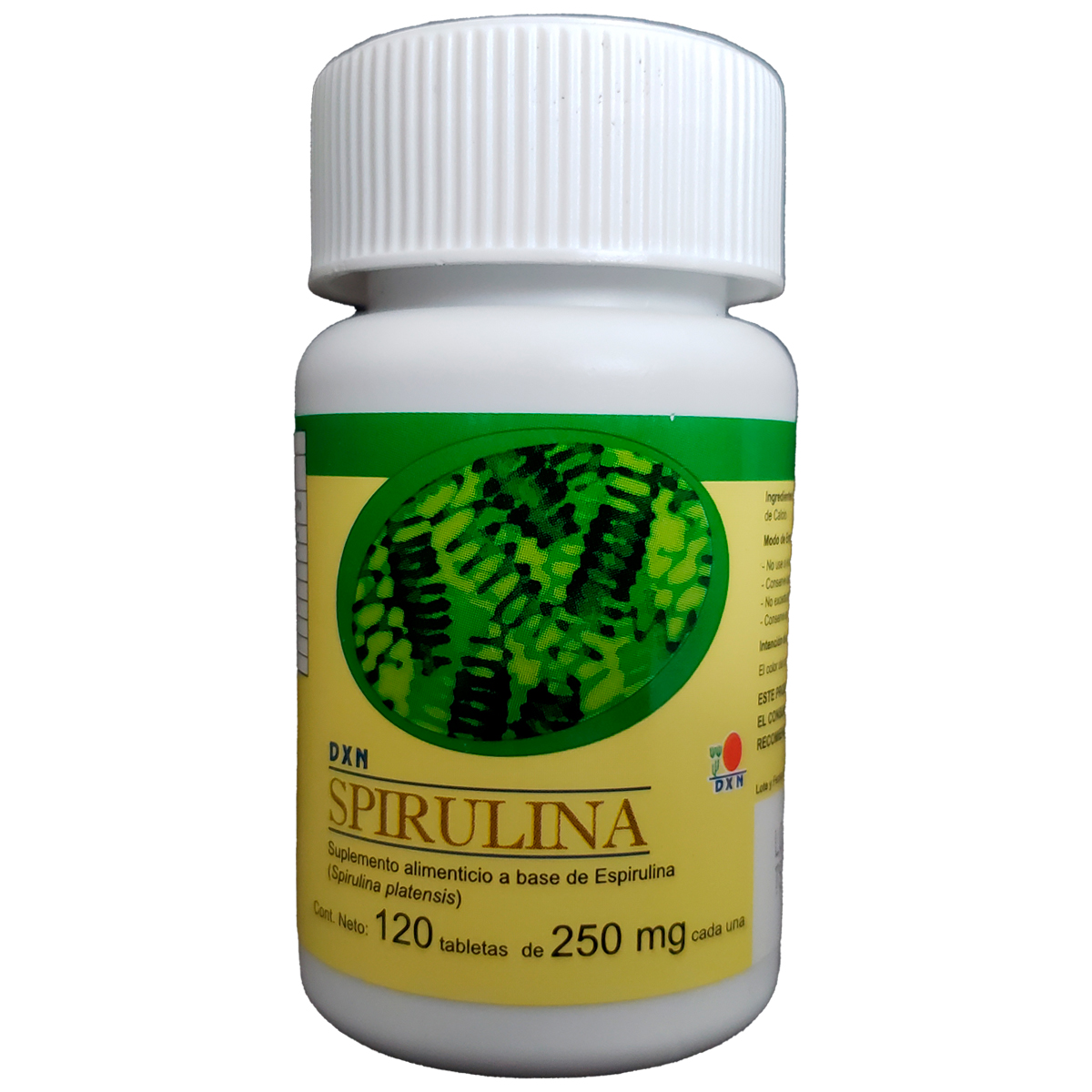SPIRULINA DXN 120 TABLETAS DE 250 MG CADA UNA.