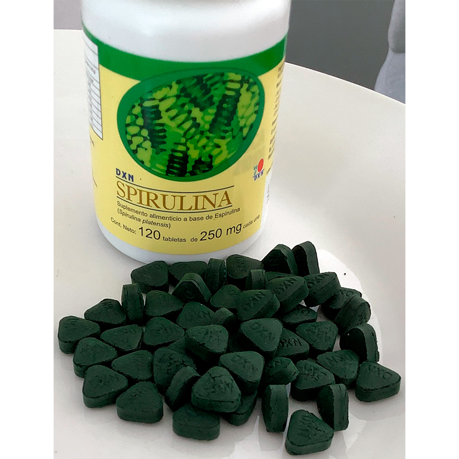 SPIRULINA DXN 120 TABLETAS DE 250 MG CADA UNA.