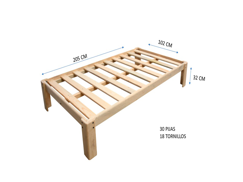 BASE CAMA INDIVIDUAL DESARMABLE ESPACIO MUEBLES
