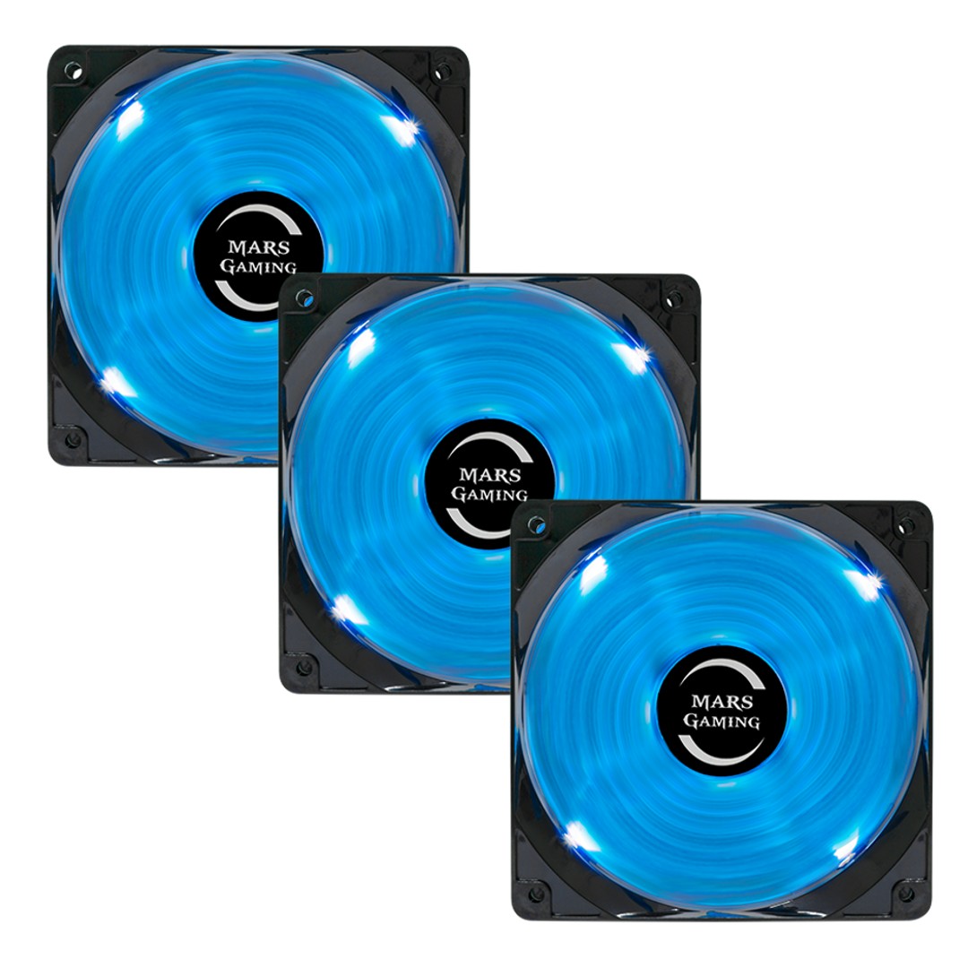 Kit 3 Ventiladores Pc 4 Pulgadas 12 V Mars Gaming Azul