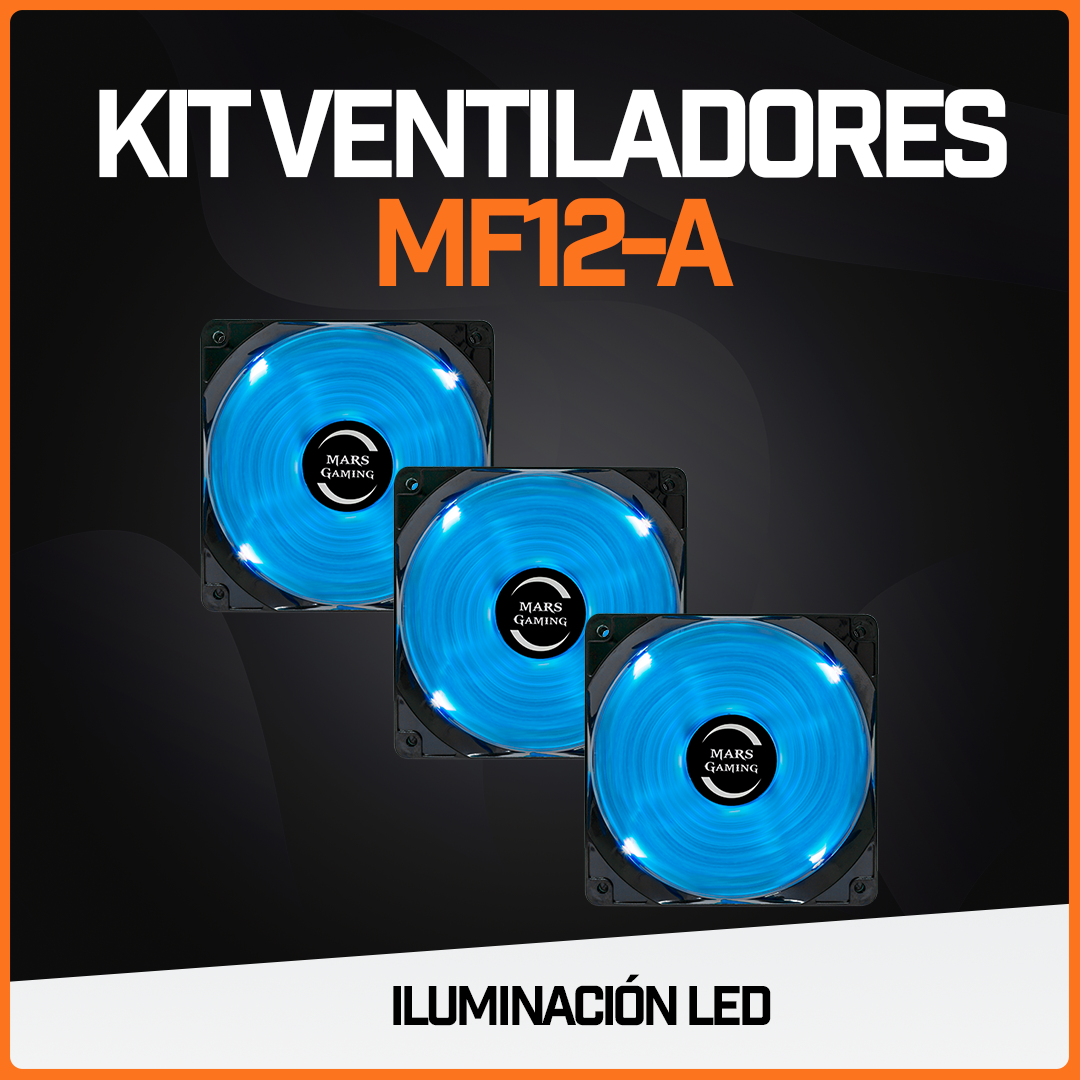 Kit 3 Ventiladores Pc 4 Pulgadas 12 V Mars Gaming Azul