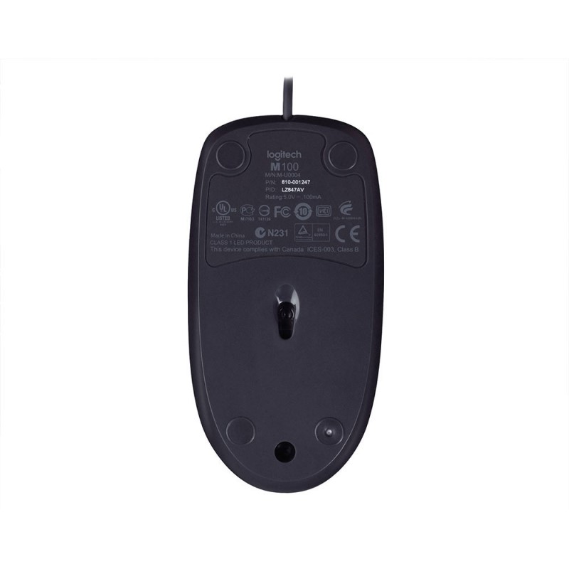Mouse Logitech Óptico M100, Alámbrico USB 1000dpi