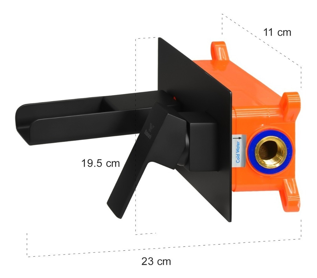 Grifo Cascada Monomando Negro Acero Inoxidable Para Pared