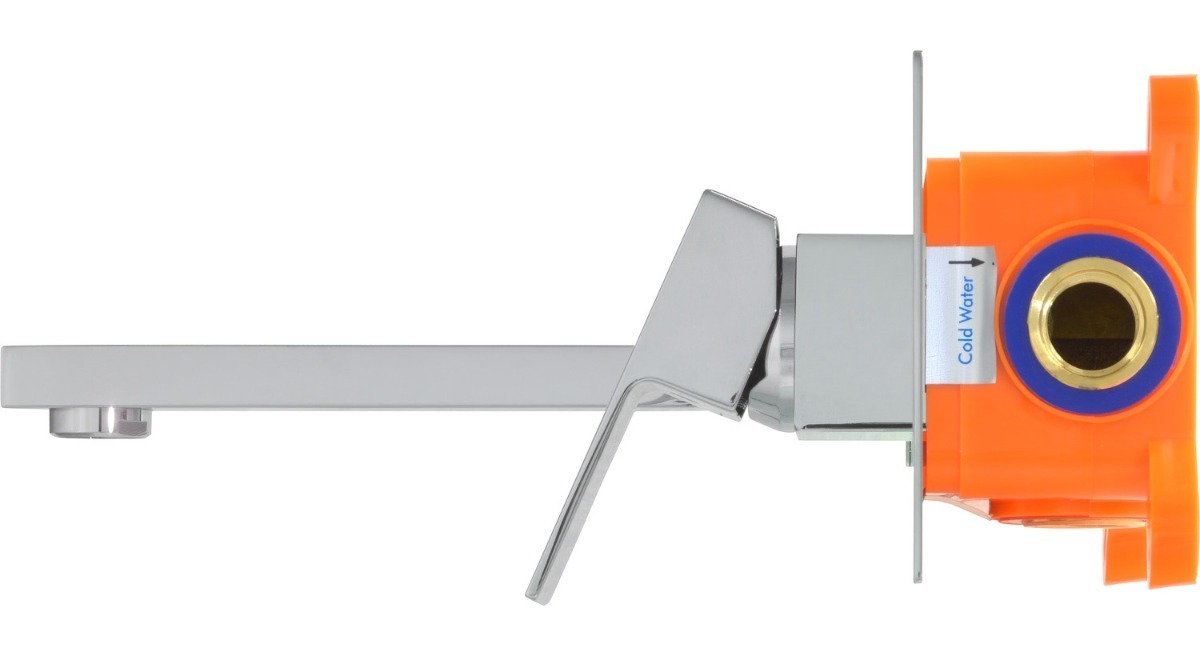 Grifo Monomando Plata Para Pared Acero Inoxidable De Lujo