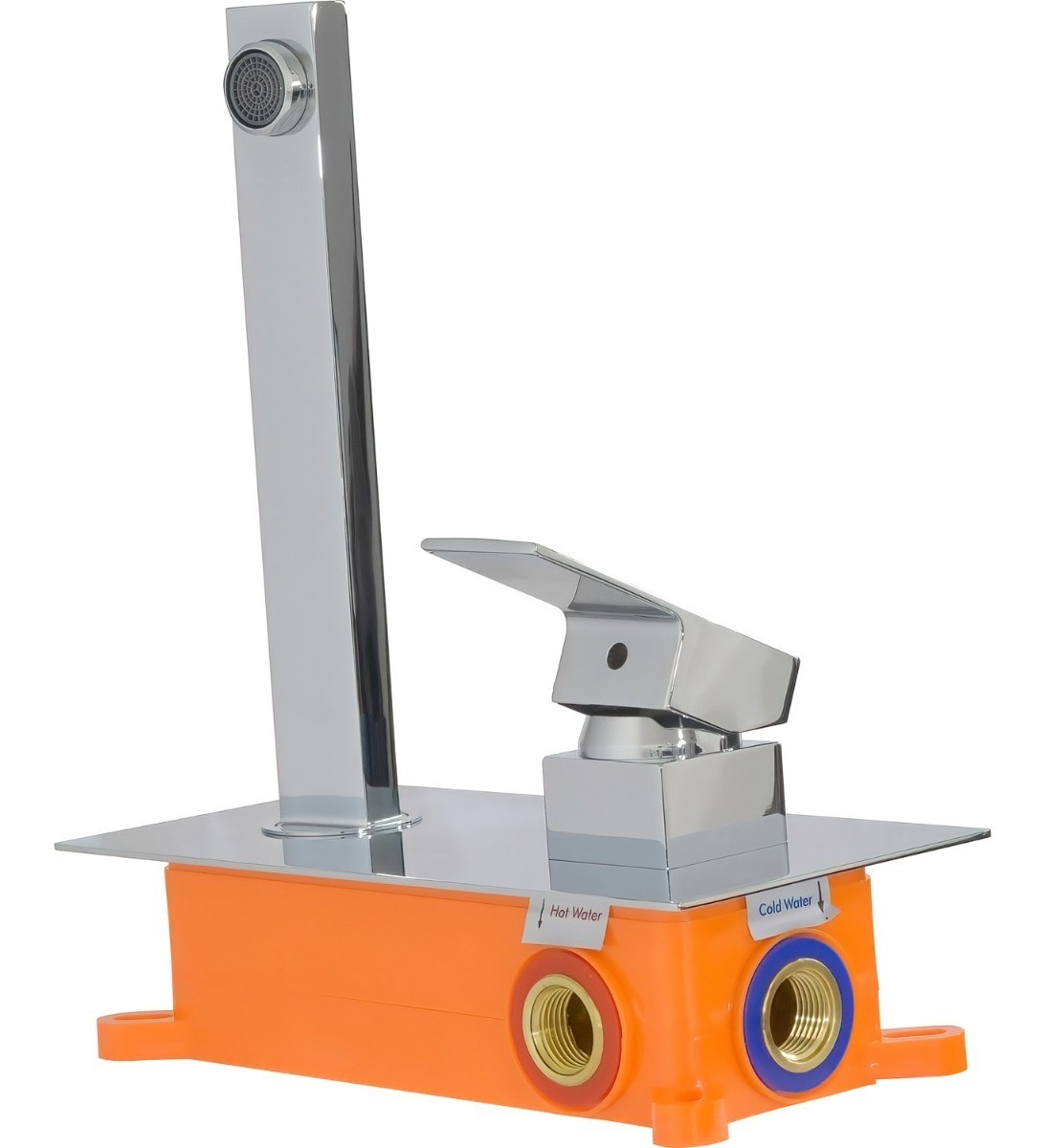Grifo Monomando Plata Para Pared Acero Inoxidable De Lujo