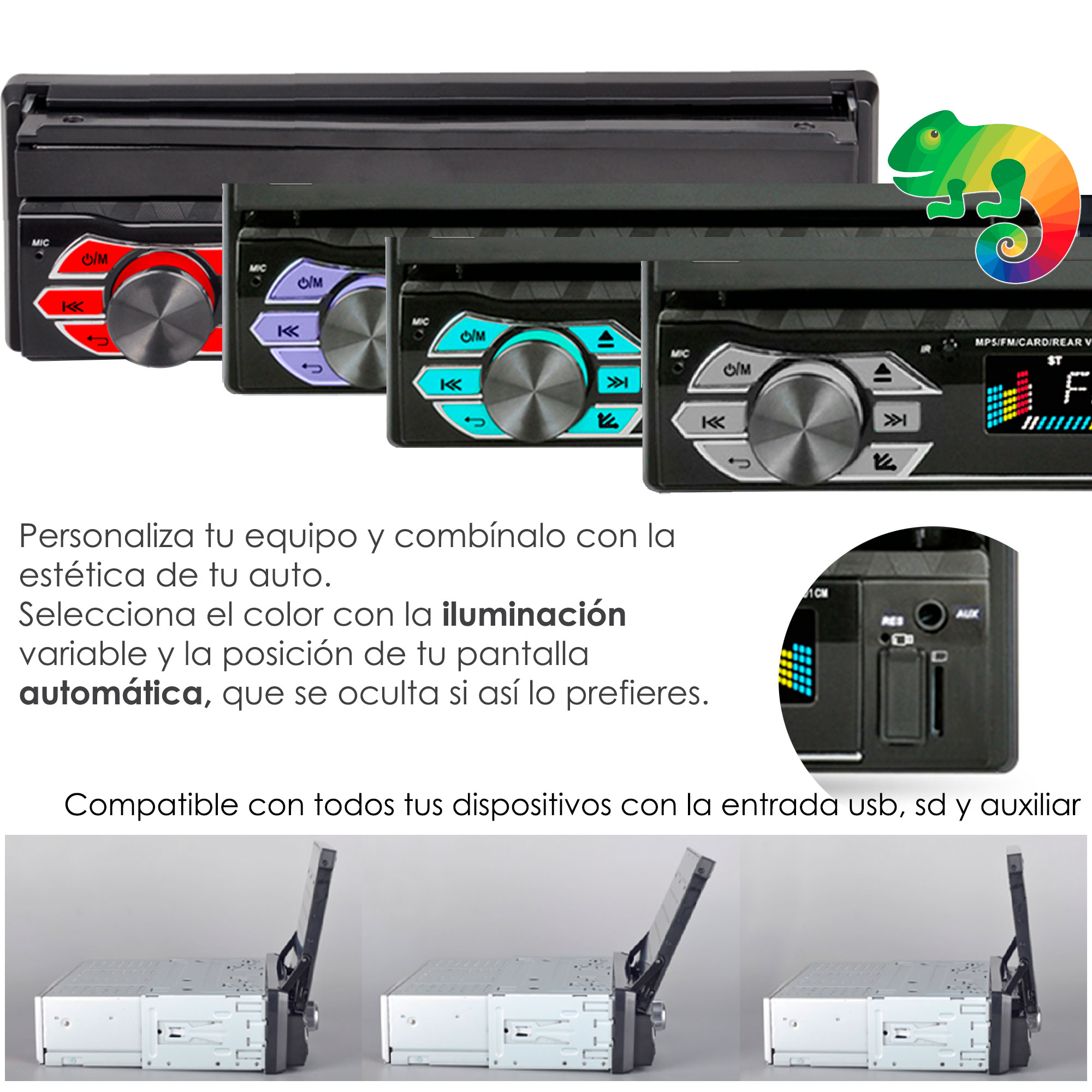 Autoestereo Vak 1703 Motorizado 7 mp5 Bluetooth Usb Mirrorlink SD .