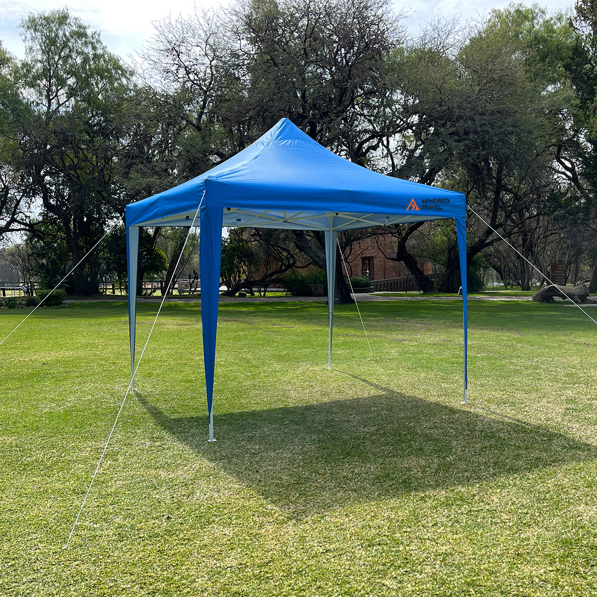 Toldo plegable Carpa retráctil Impermeable para exteriores Reforzado 3x3 m Armored Travel color Azul.