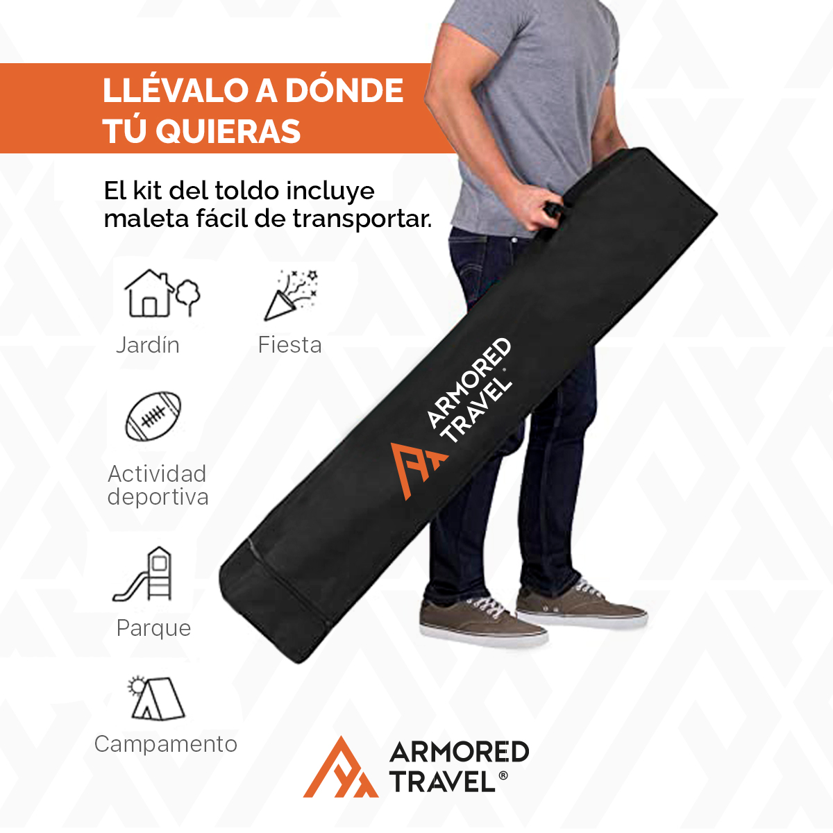 Toldo plegable Carpa retráctil Impermeable para exteriores Reforzado 3x3 m Armored Travel color Azul.