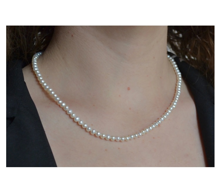 Collar Perlas Cultivadas AAA Con Broche y Asa De Oro 14k  A089