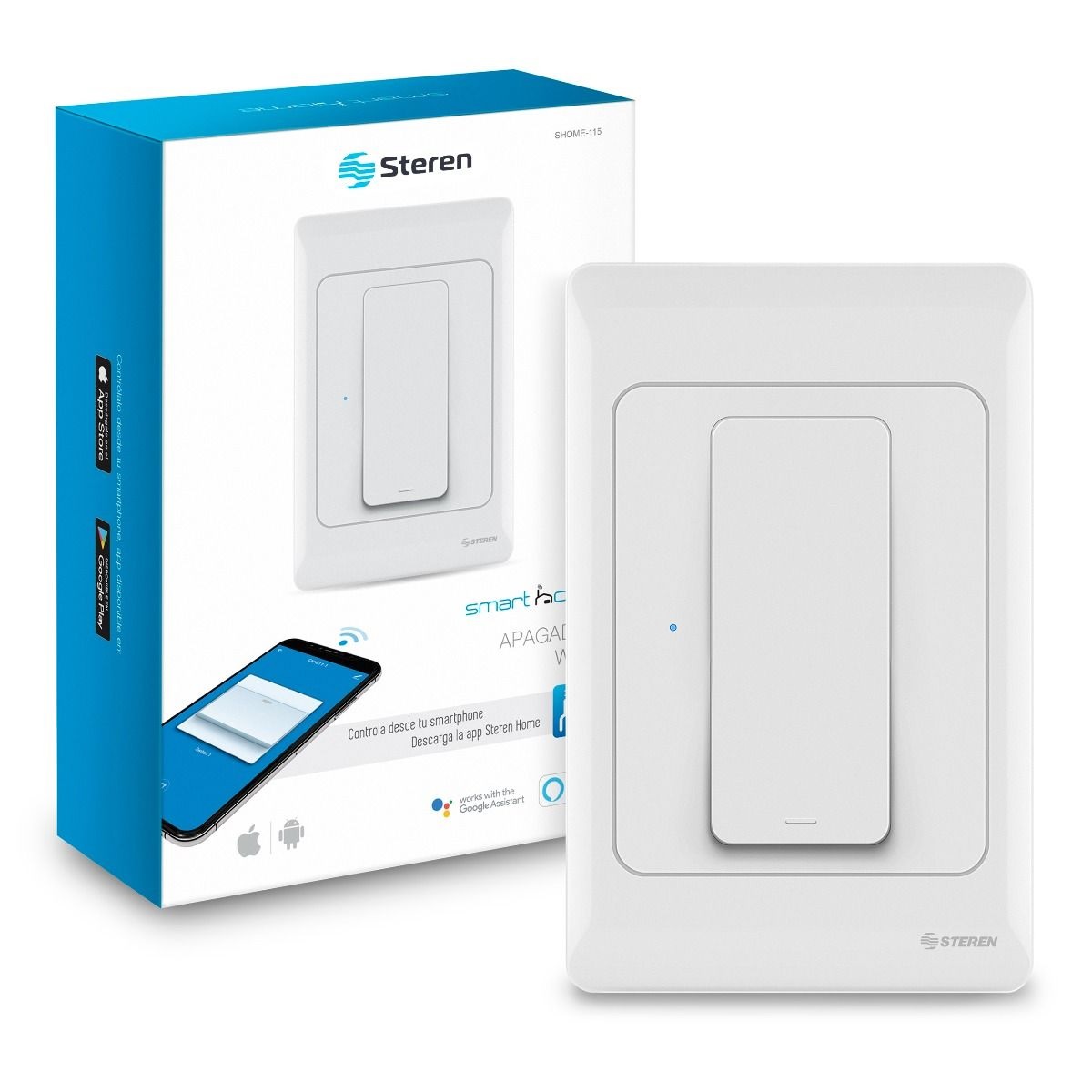 Apagador Wi-fi  Sencillo Smarthome Google Alexa Steren