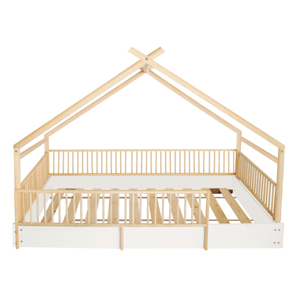 Cama Diseño Chalet Montessori Barandales Removibles - Madera