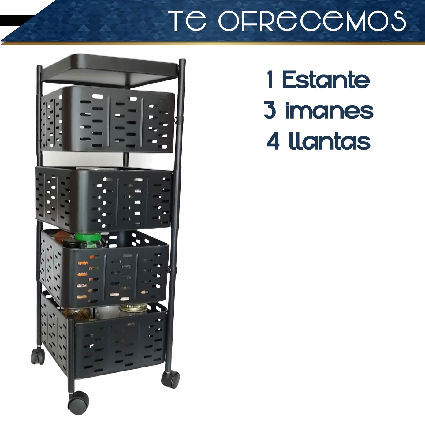 Estante De Almacenamiento Giratorio para Verduras de Cocina 4 Niveles Carro Rodante Estante Organizador Multifunción