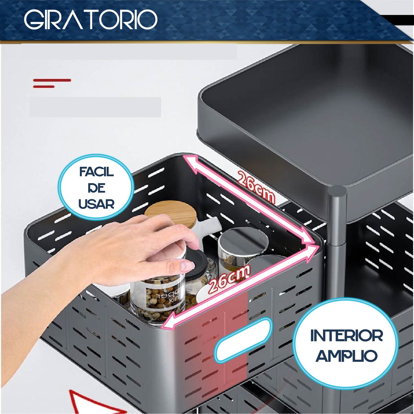 Estante De Almacenamiento Giratorio para Verduras de Cocina 4 Niveles Carro Rodante Estante Organizador Multifunción