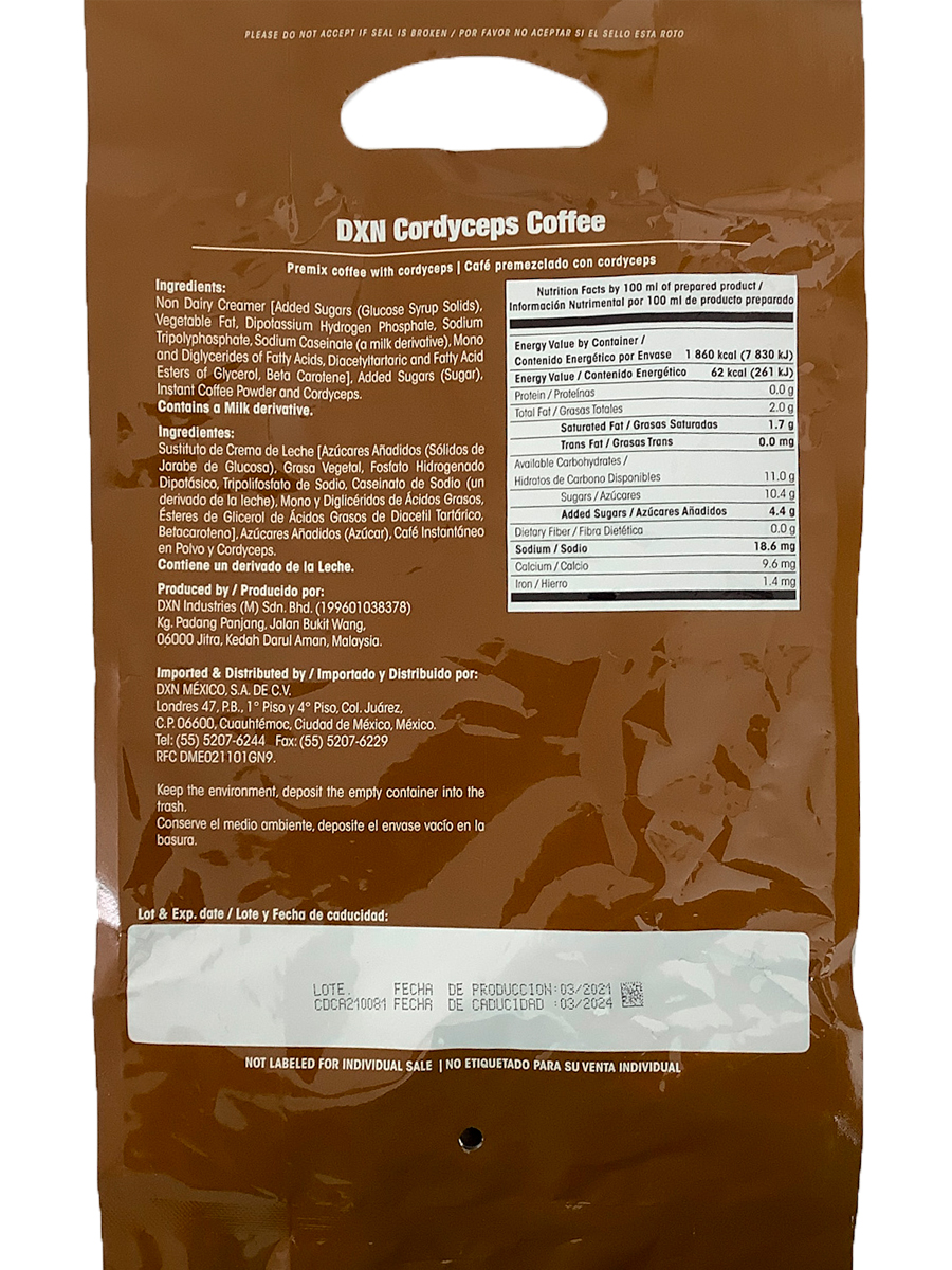 Café Instantáneo Cordyceps Dxn 20 Sobres.