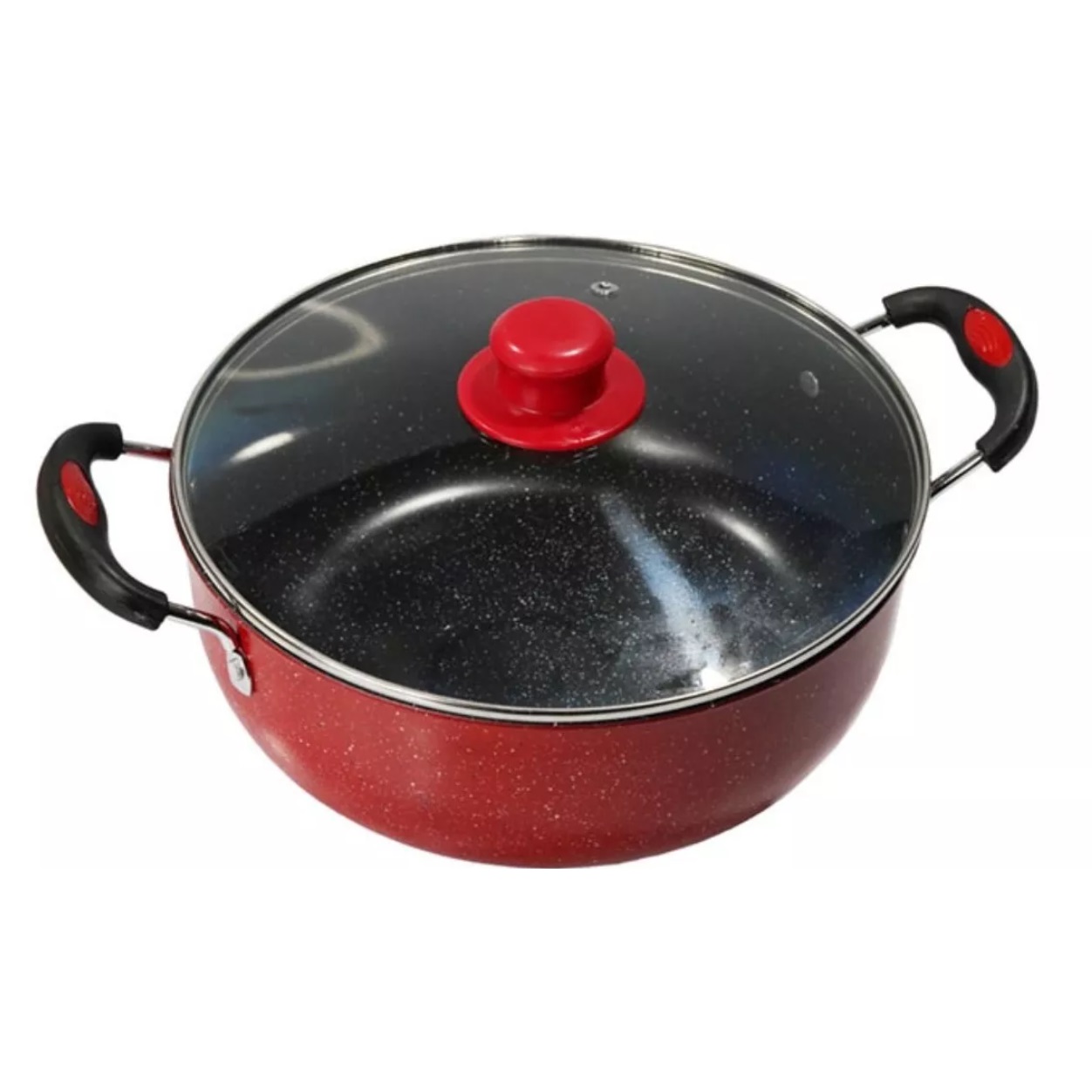 Batería de Cocina en Acero Antiadherente con 3 Ollas con Tapa transparente