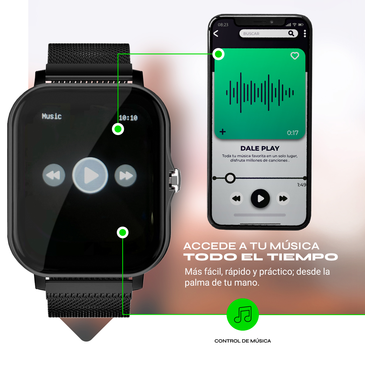 Smartwatch Mujer Reloj Inteligente Deportivo Mesh Negro 