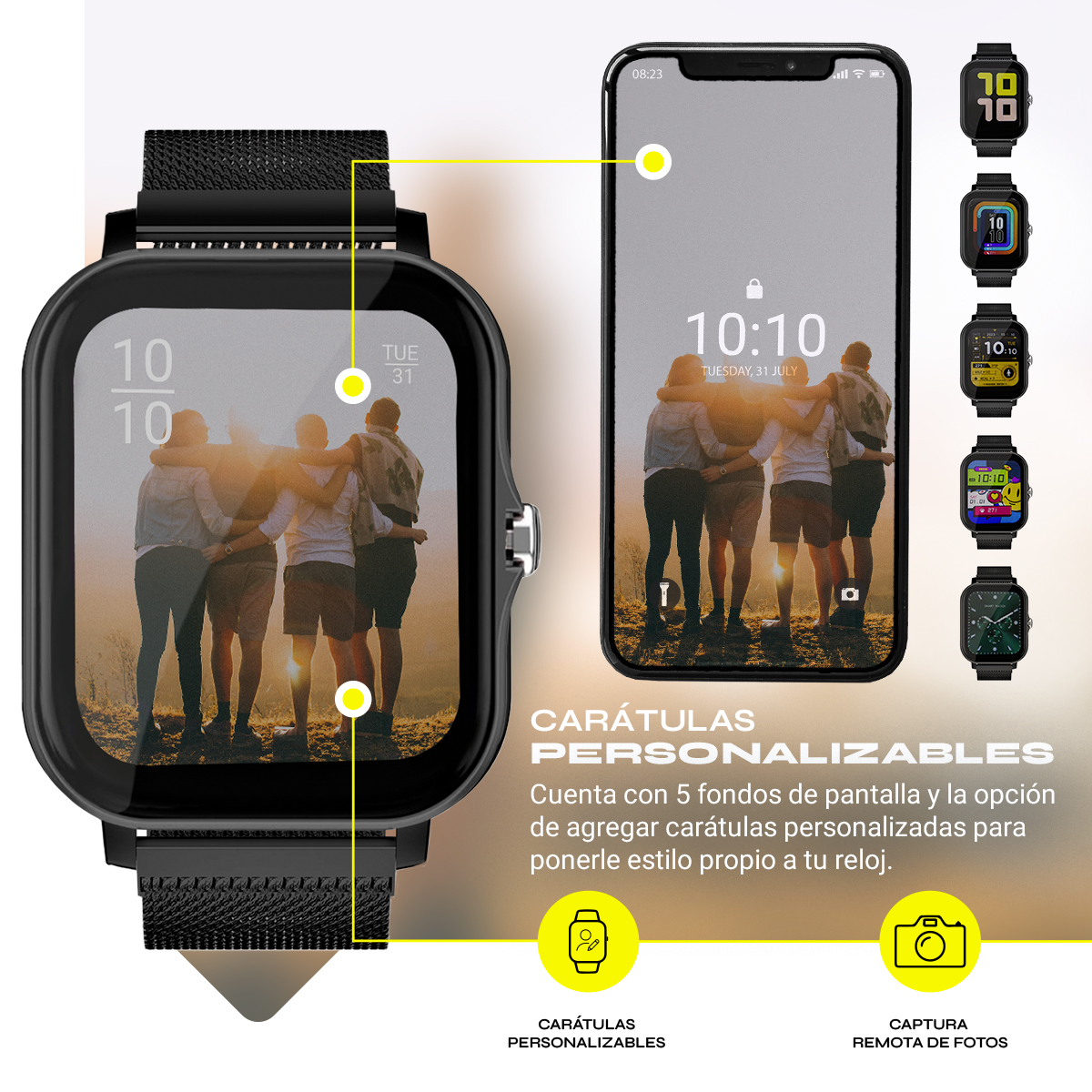 Smartwatch Mujer Reloj Inteligente Deportivo Mesh Negro 