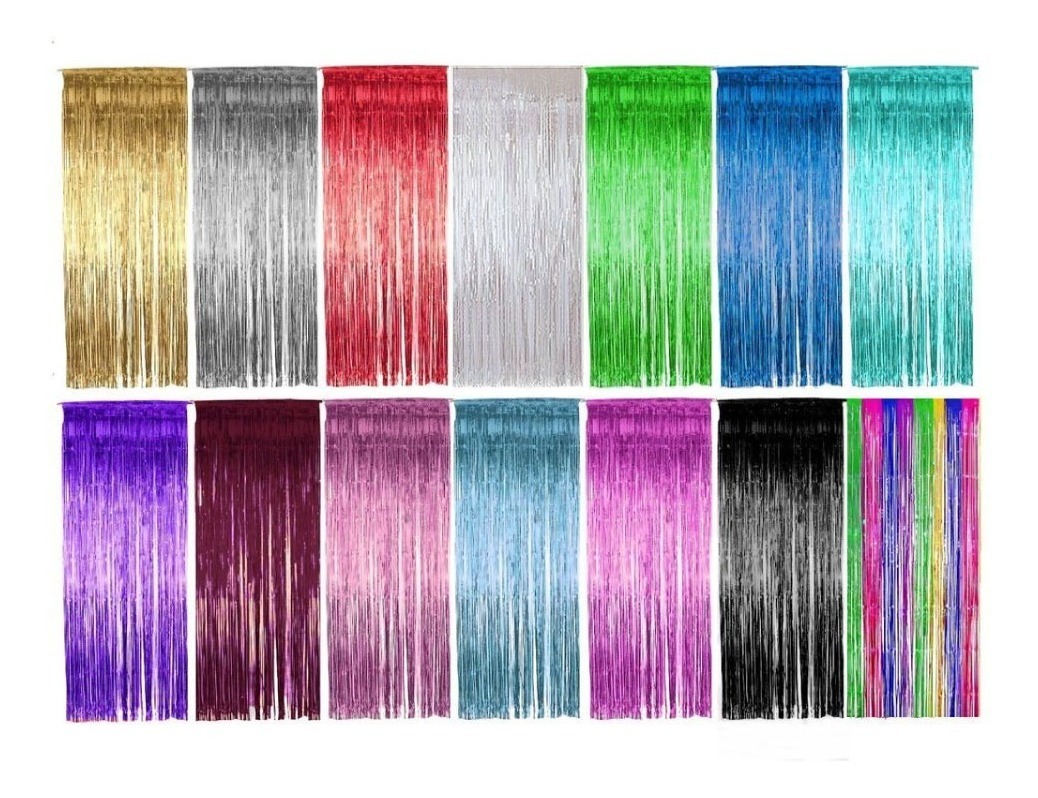 10 Cortina Papel Metálico Lluvia Decoración Adorno Fiestas