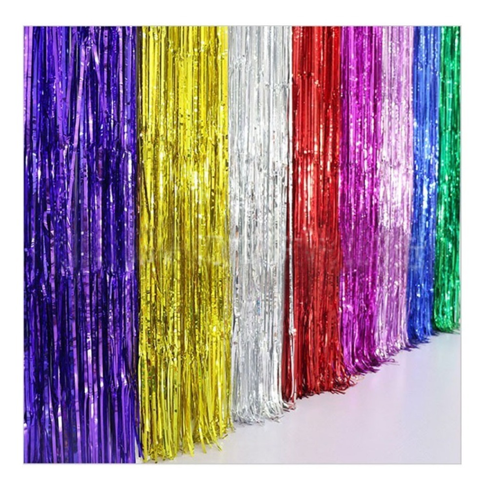 10 Cortina Papel Metálico Lluvia Decoración Adorno Fiestas