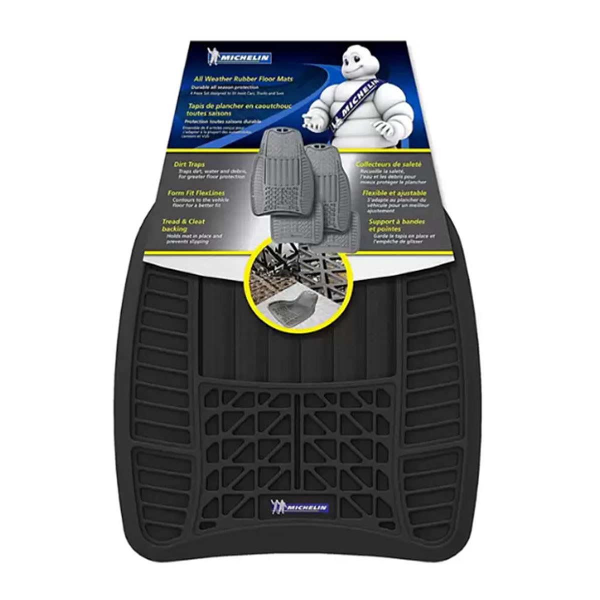 Tapetes de Hule Negro para Automóvil Michelin 4 pzas