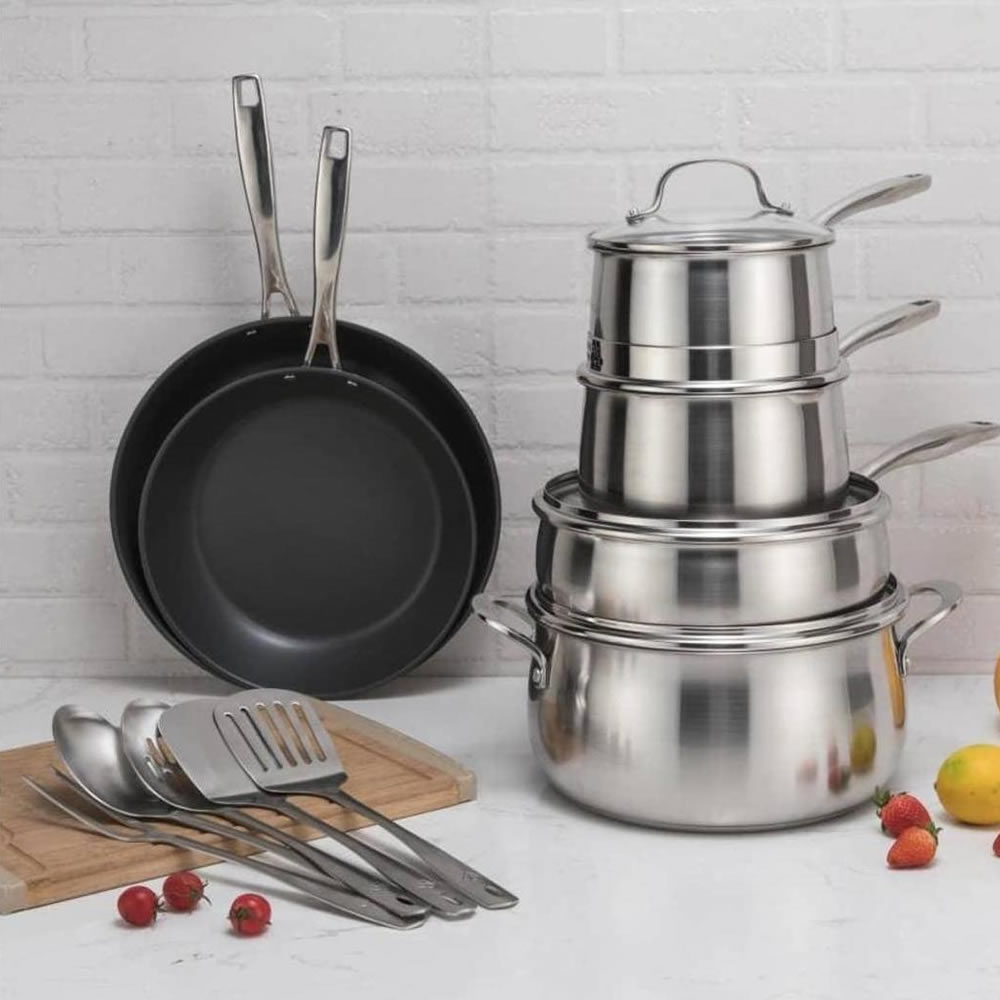 Batería De Cocina Members Mark MX20 De Acero Inoxidable De 15 Pzas SMS