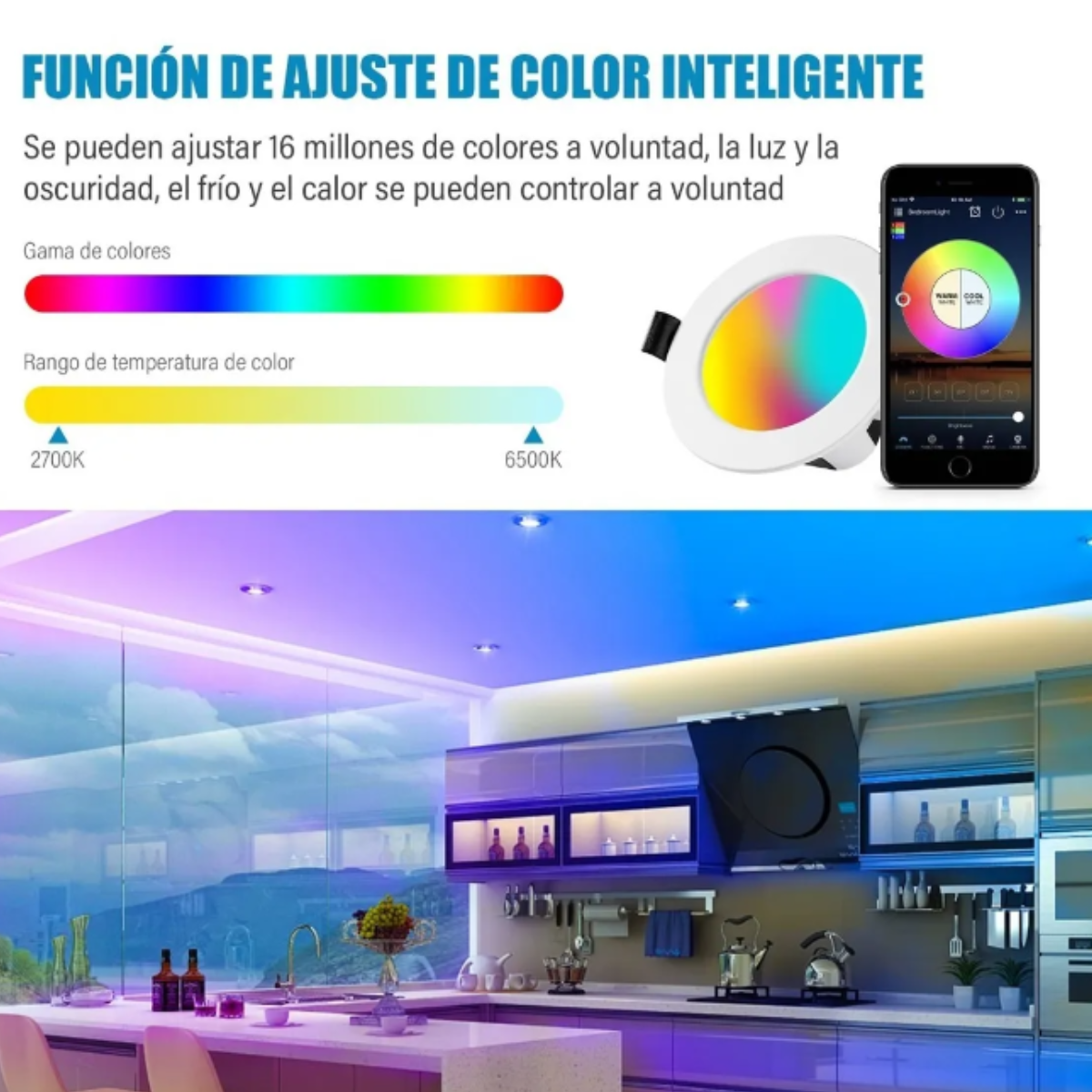 Lampara Techo Inteligente Control Celular Wifi Potencia 9w Lampara Plafón