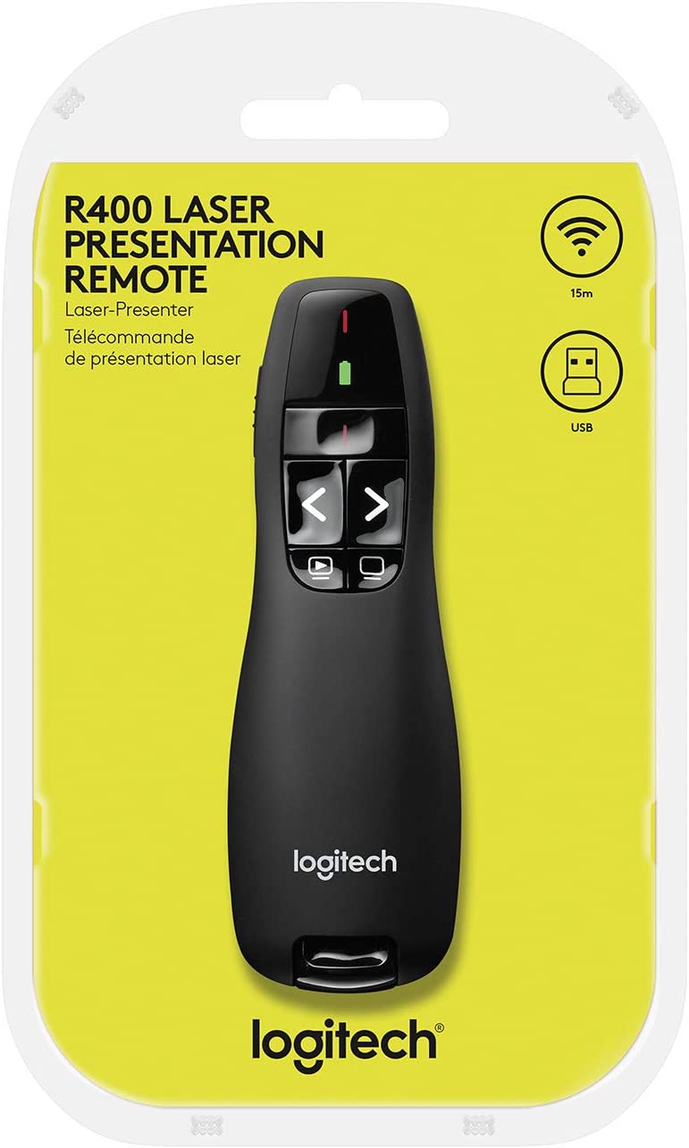 Presentador R400 logitech con receptor usb puntero rojo