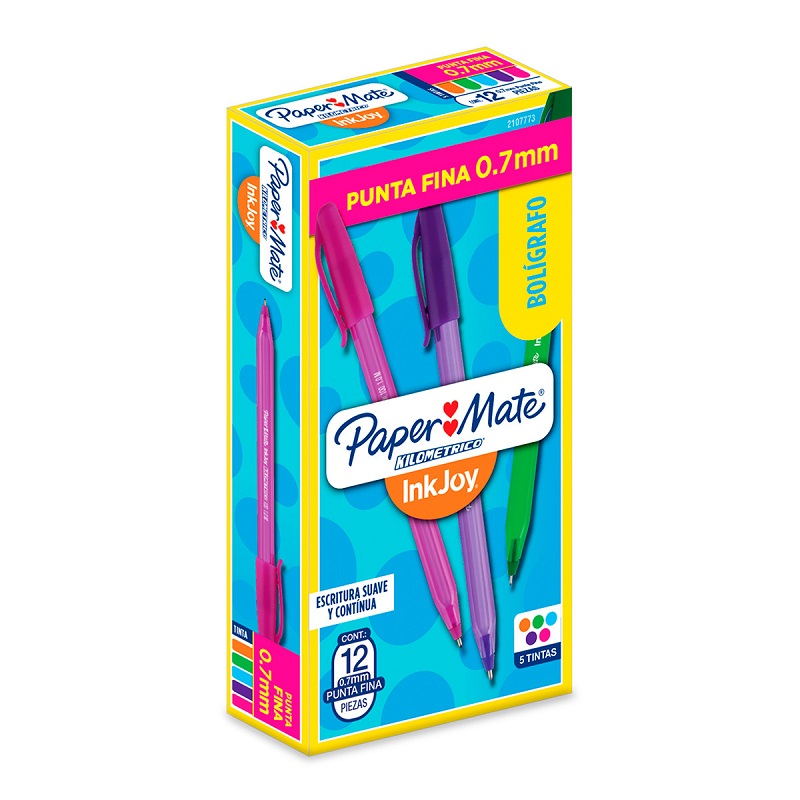 Paper Mate Kilometrico Boligrafo Colores Punto Fino Caja con 12 Boligrafos - Paper mate