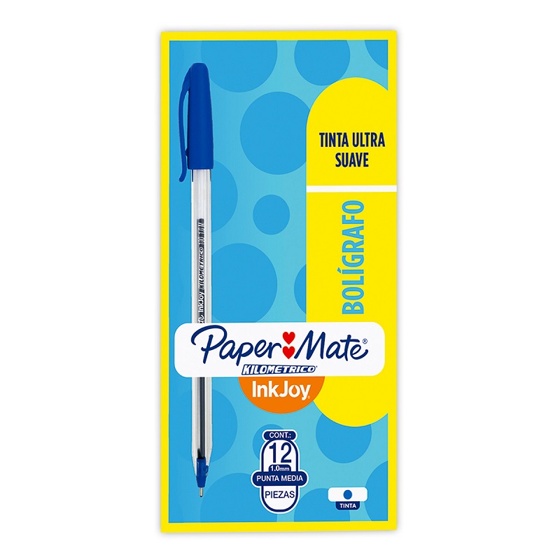 Paper Mate Kilometrico Boligrafo Tinta Azul Punto Medio Caja con 12 Boligrafos - Paper mate