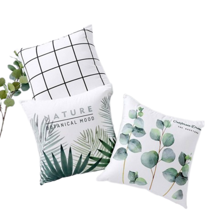 Juego 3 Fundas Para Cojines Decorativos Terciopelo Plantas