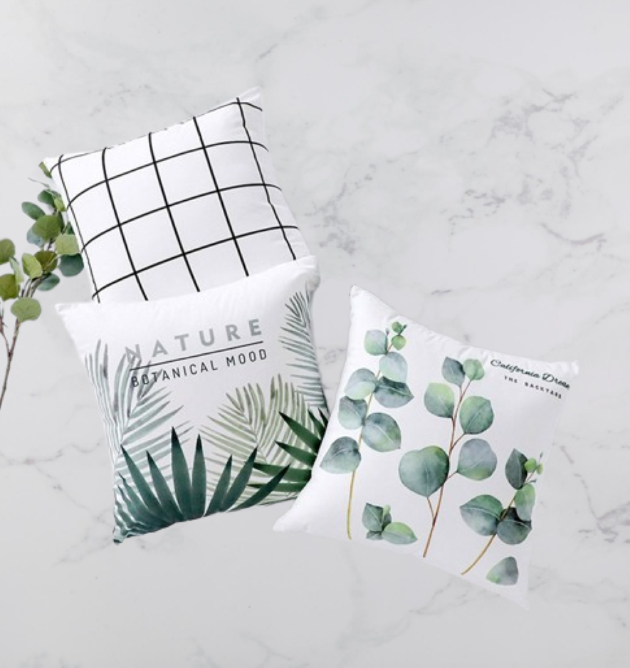 Juego 3 Fundas Para Cojines Decorativos Terciopelo Plantas