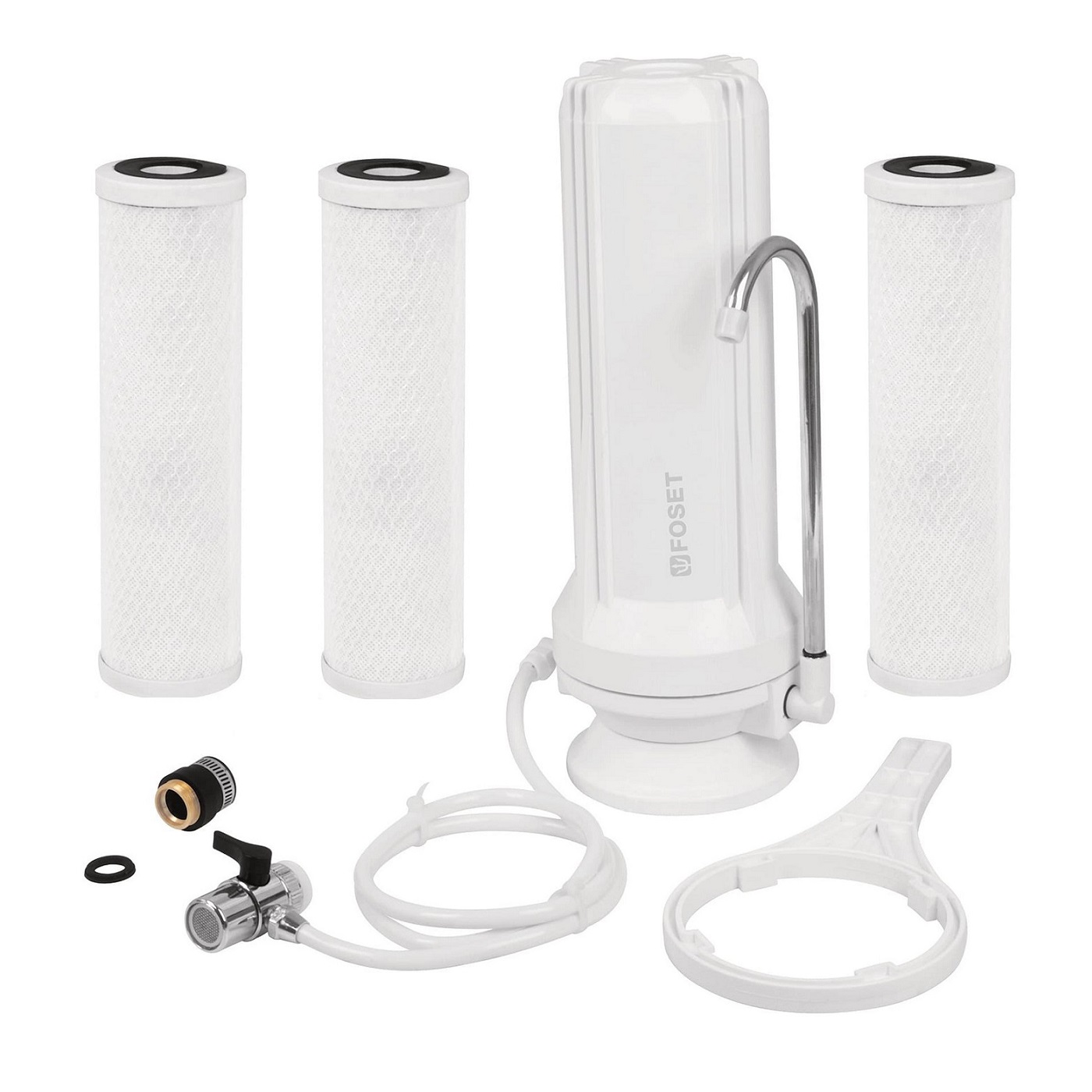 Purificador de Agua, sobre Tarja mas 2 Cartuchos kit Foset 