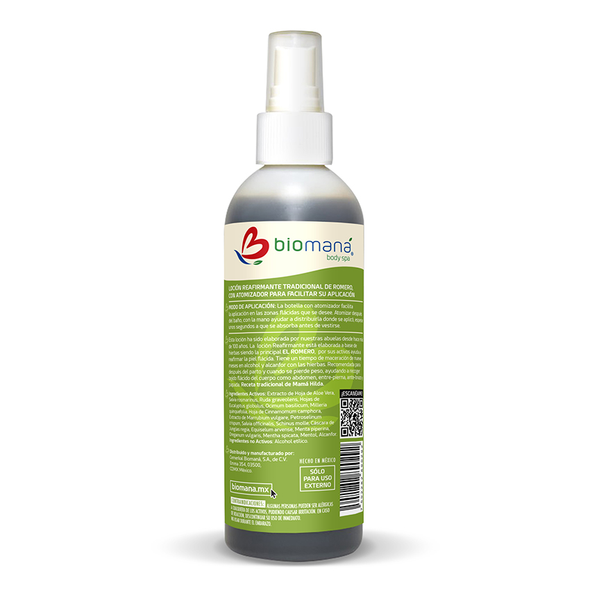 Biomaná Loción Corporal Tradicional Reafirmante de Romero 250 ml. para Postparto