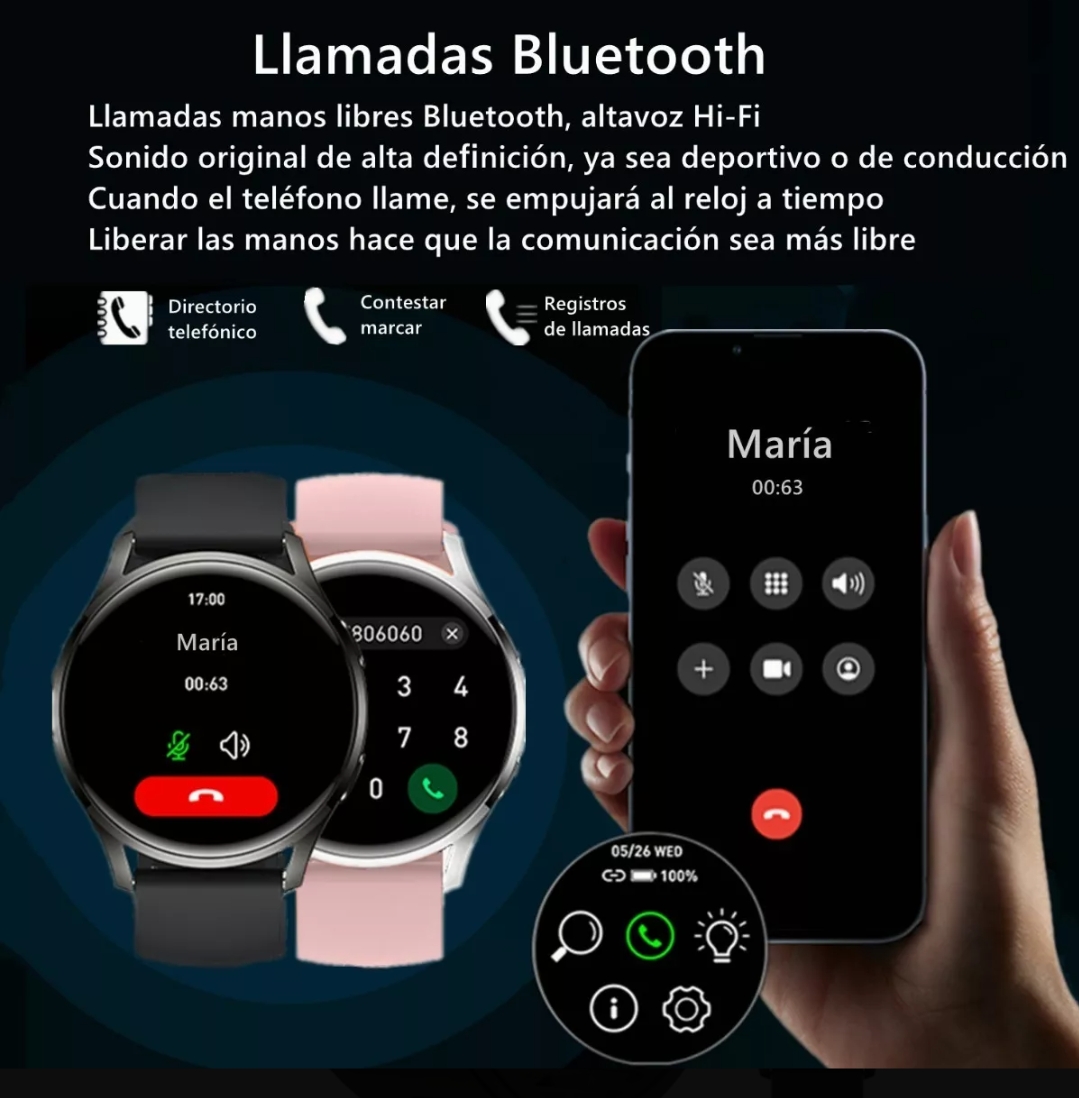 Reloj Inteligente 1.28 Pantalla Táctil Música Llamada
