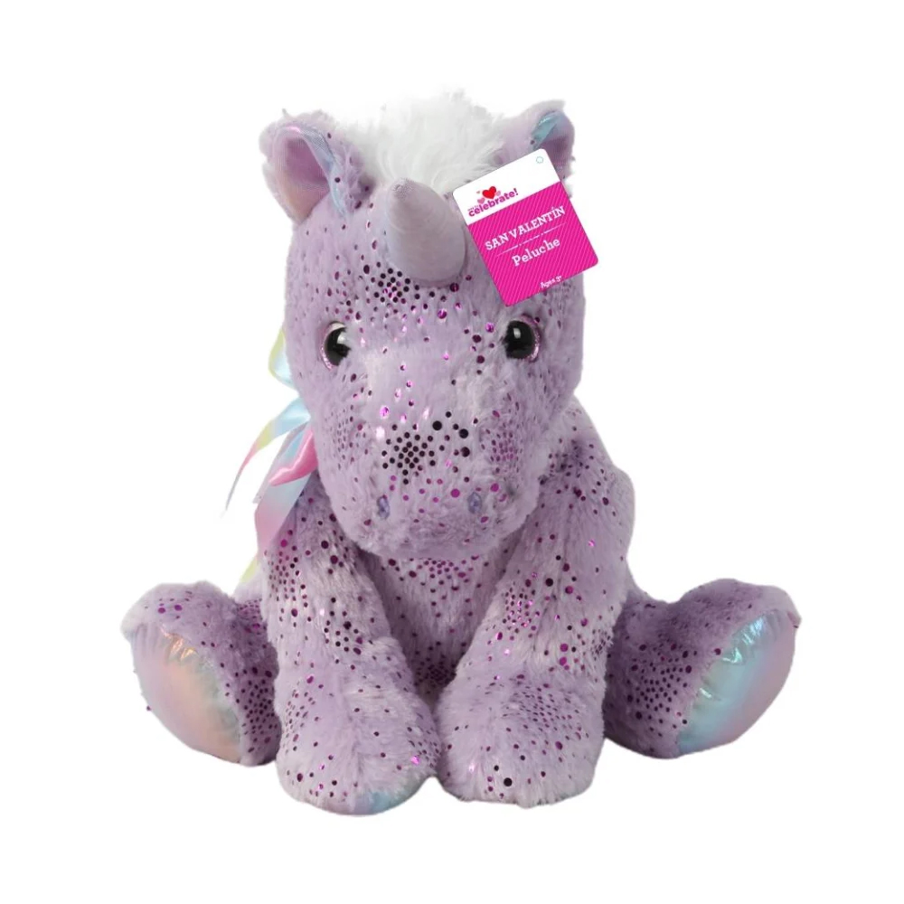 Peluche Unicornio Way to Celebrate Sentado Morado 35 cm