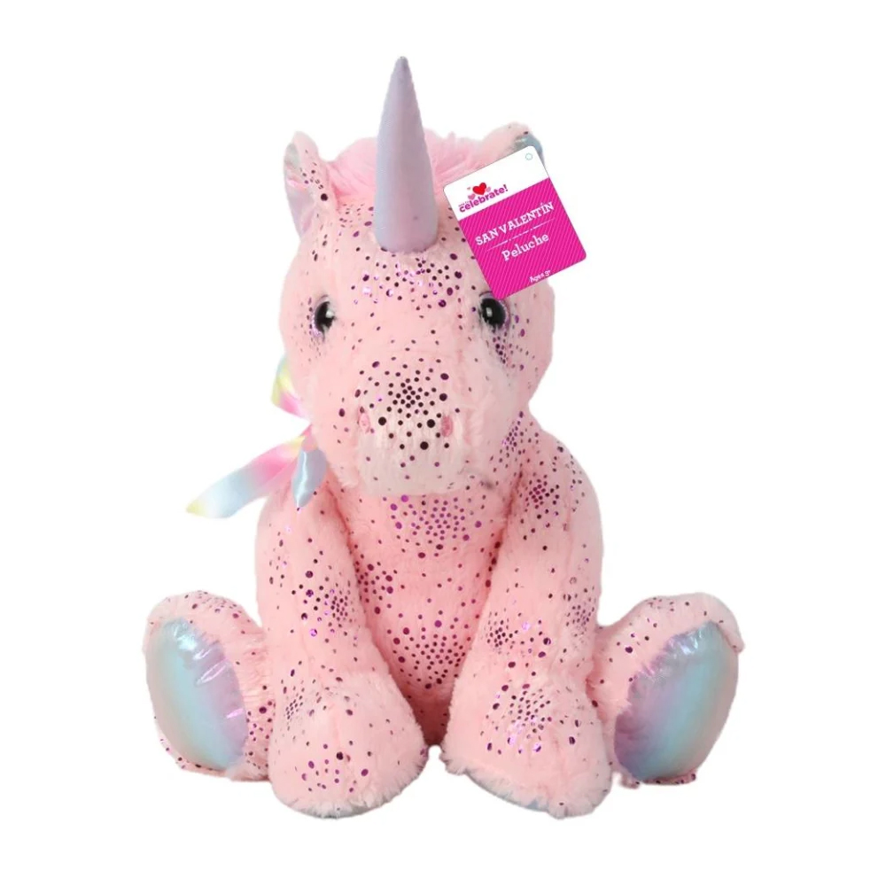 Peluche Unicornio Way to Celebrate Sentado Rosa 35 cm