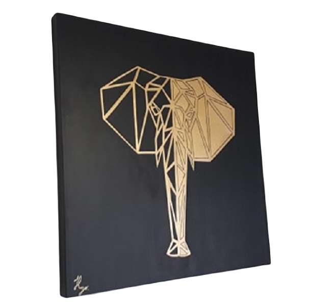 Cuadro decorativo pintado a mano Galería Oneris ELEFANTE GEOMETRICO 50x50