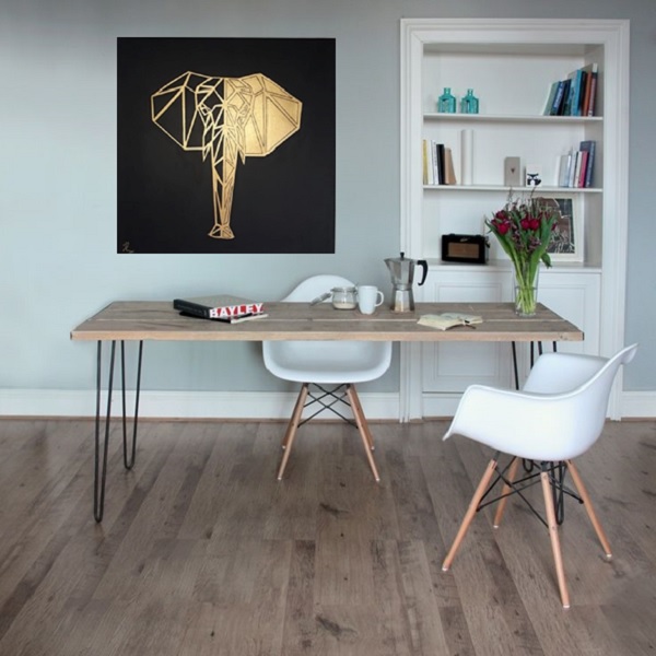 Cuadro decorativo pintado a mano Galería Oneris ELEFANTE GEOMETRICO 50x50
