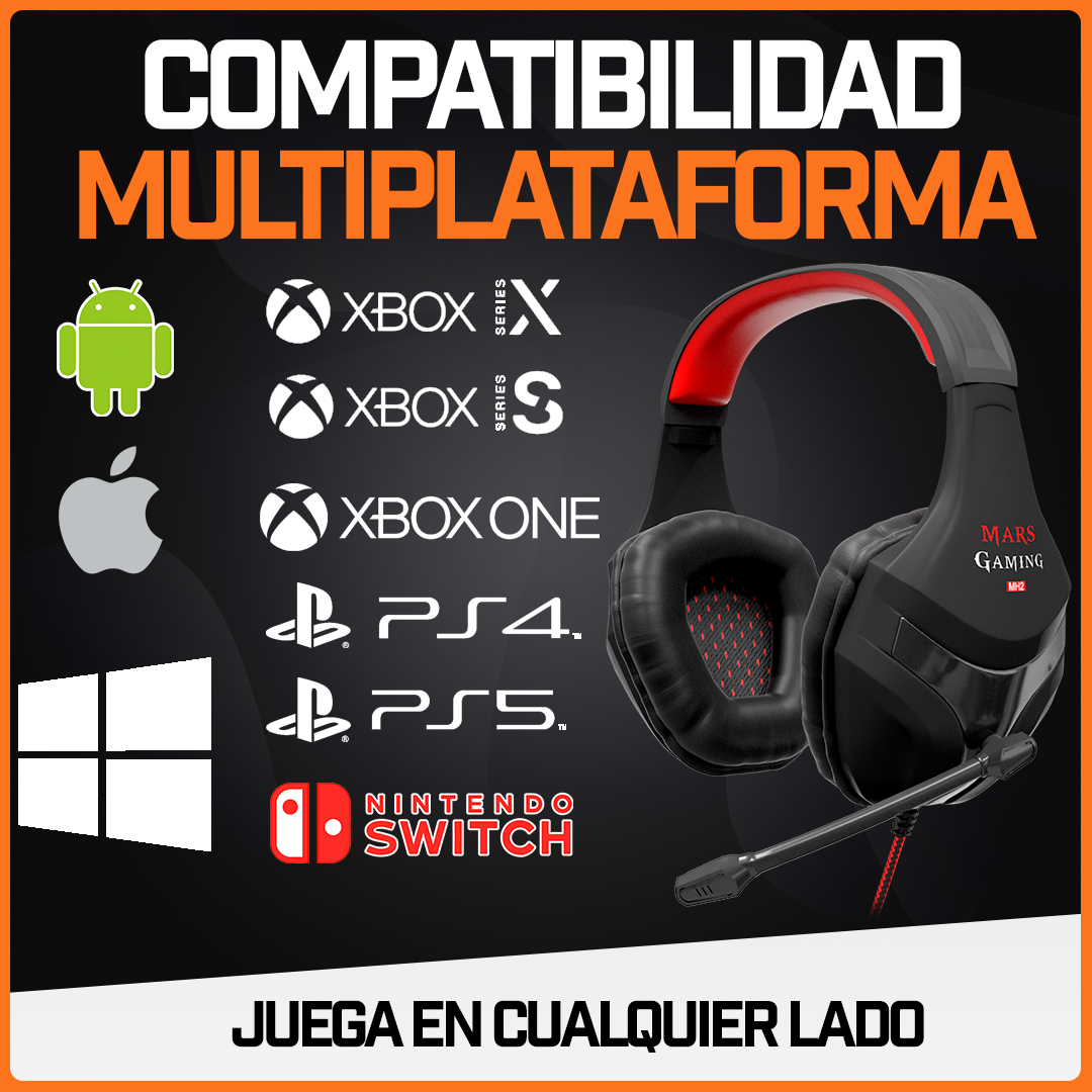 Audífonos Gamer Antiruido Diadema Headset Mic Cómodos MH2 Mars Gaming