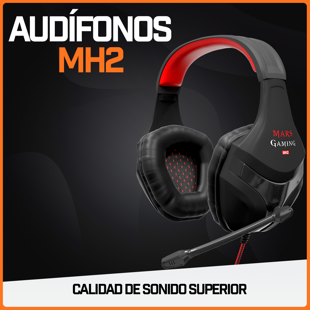 Audífonos Gamer Antiruido Diadema Headset Mic Cómodos MH2 Mars Gaming
